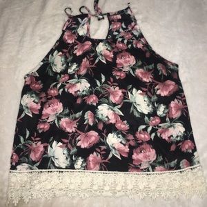 Black floral tank top